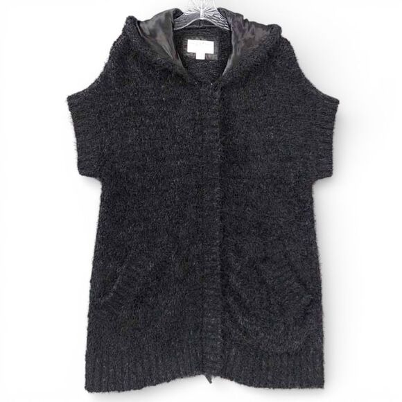 Sweaters - Evy’s Tree The Vanessa Hooded Fuzzy Knit Zip Cardigan M/L Mohair Blend Sweater